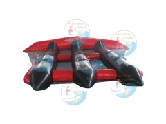 Kırmızı şişme uçan balık çekerli tekne 0.9mm PVC branda 6 koltuk,muzlu su kızakları

